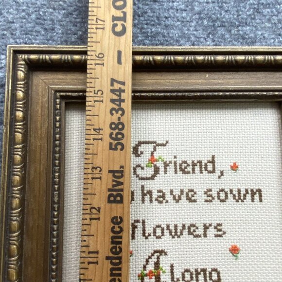 VTG Cross Stitch Sampler Friend You‎ Have Sown Flowers Along The Side Roads 1979 - Picture 6 of 8